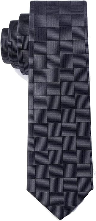 男式* 丝绸现代格纹山领带领带 炭灰色(charcoal gray) one size